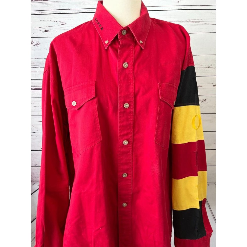 Roper Western Shirt‎ Cowboy XL Extra Large Mens Vintage 90s Embroidered Striped